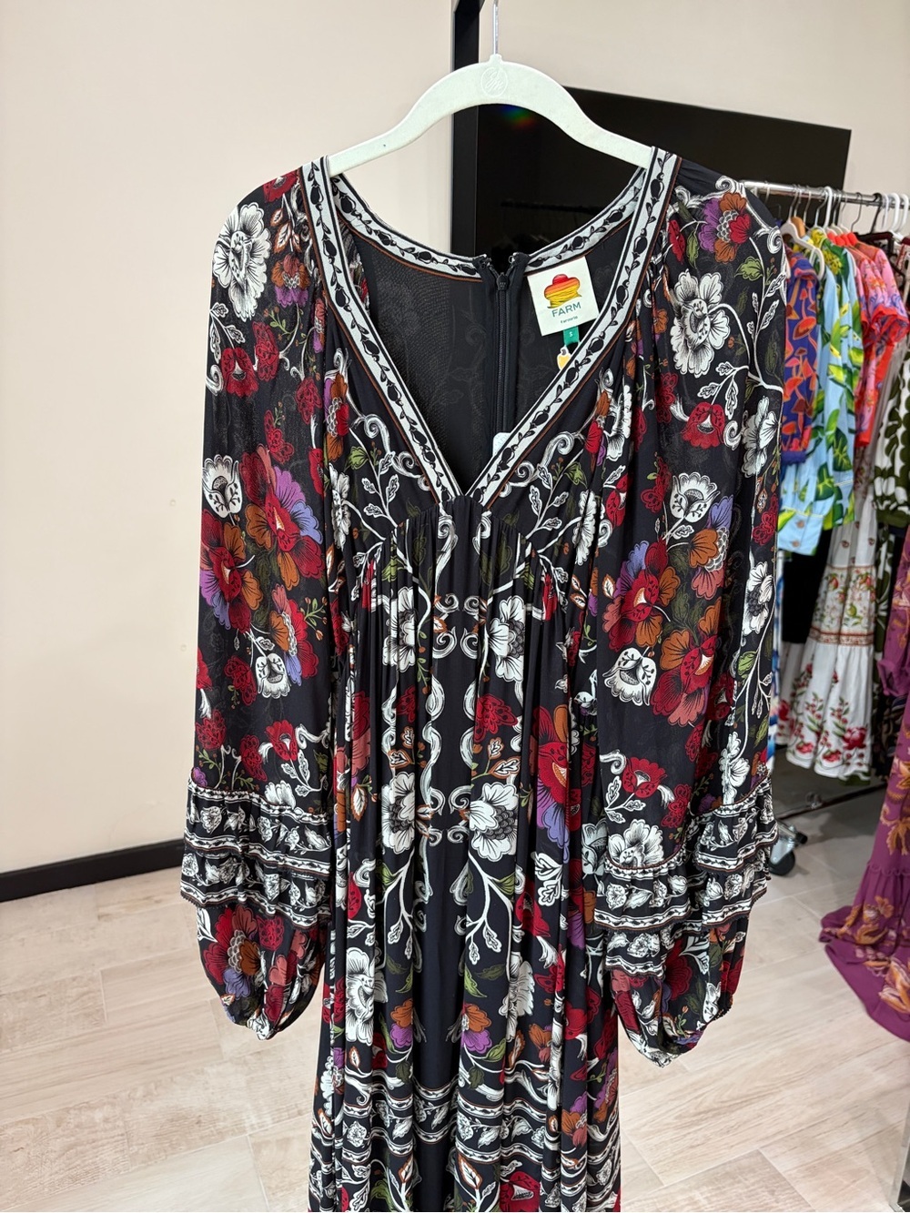 Farm Rio: Black Rococo Flowers Ruffled Maxi
Dress - Picture 9 of 12